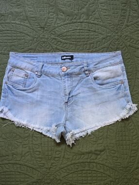 dollhouse Light Blue Denim Frayed Hem Women's Shorts